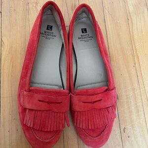 Red Suede Loafers - Size 8.5